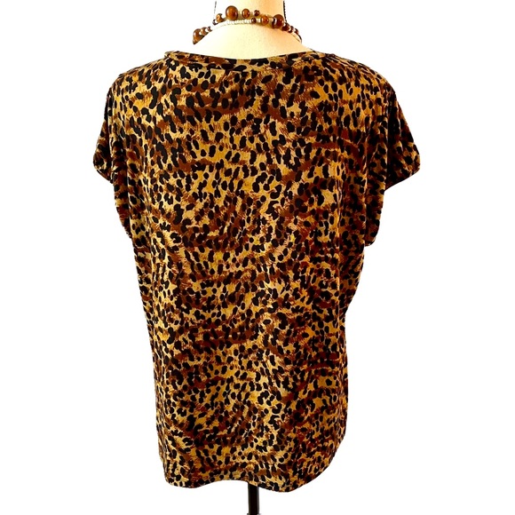 Worthington Animal Print Flowy Short Sleeve Top 1X - Picture 4 of 5